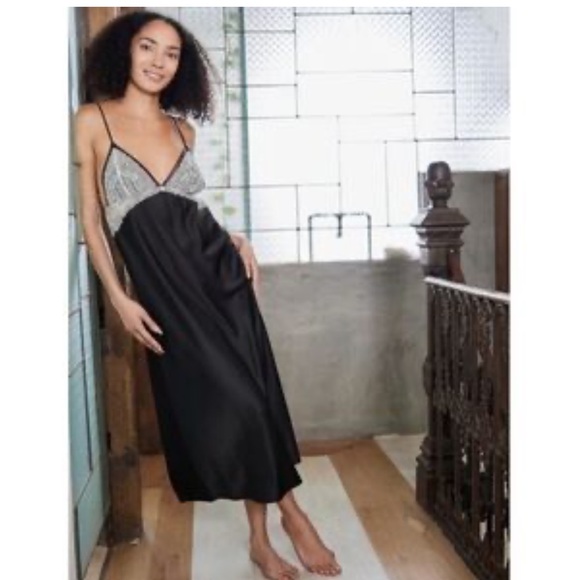 Flora Nikrooz Other - Anthropologie Flora Nikrooz Charmeuse Lace Night Midi Dress WITH MATCHING ROBE!!